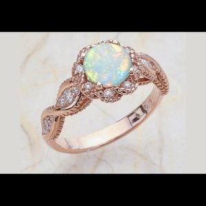 NWOT Rose Gold Artifical Opal Gem Ring Size 10